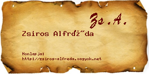 Zsiros Alfréda névjegykártya